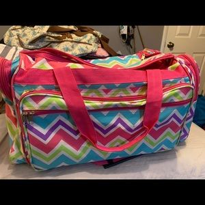 Multi Color Chevron Duffle and Makeup Bag